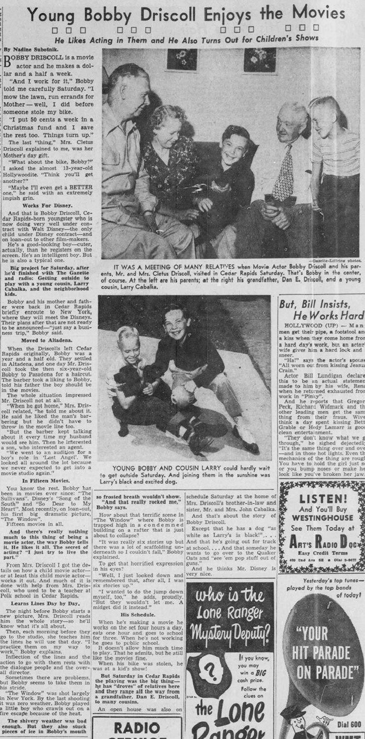 1940s articles | Bobby Driscoll