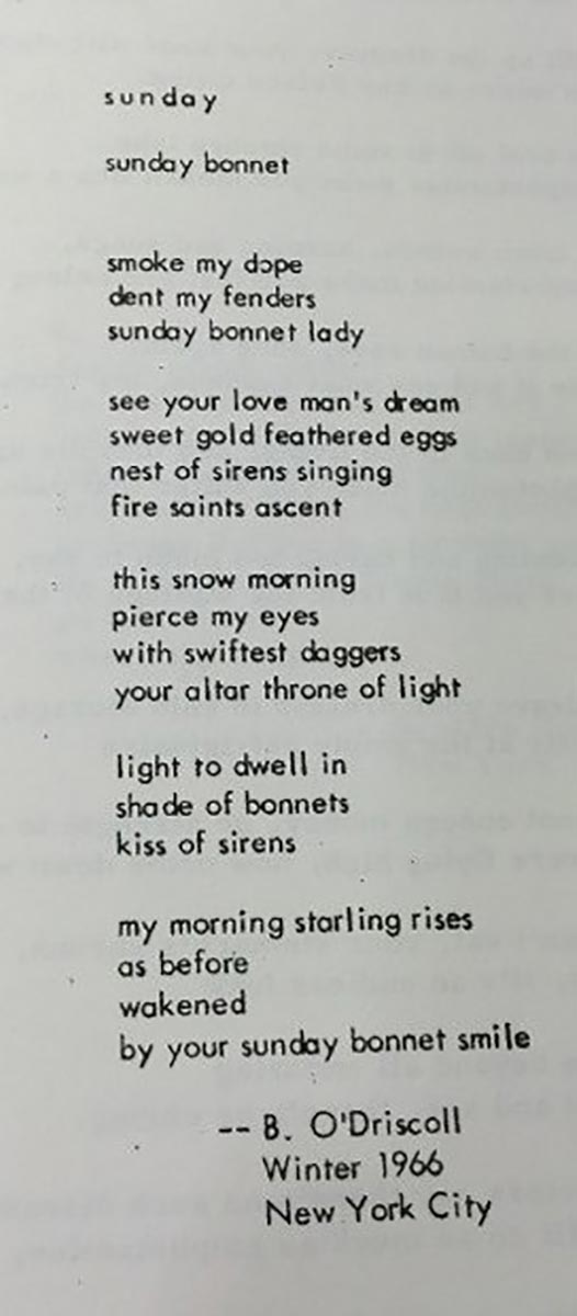 Sunday Bonnet Poem | Bobby Driscoll