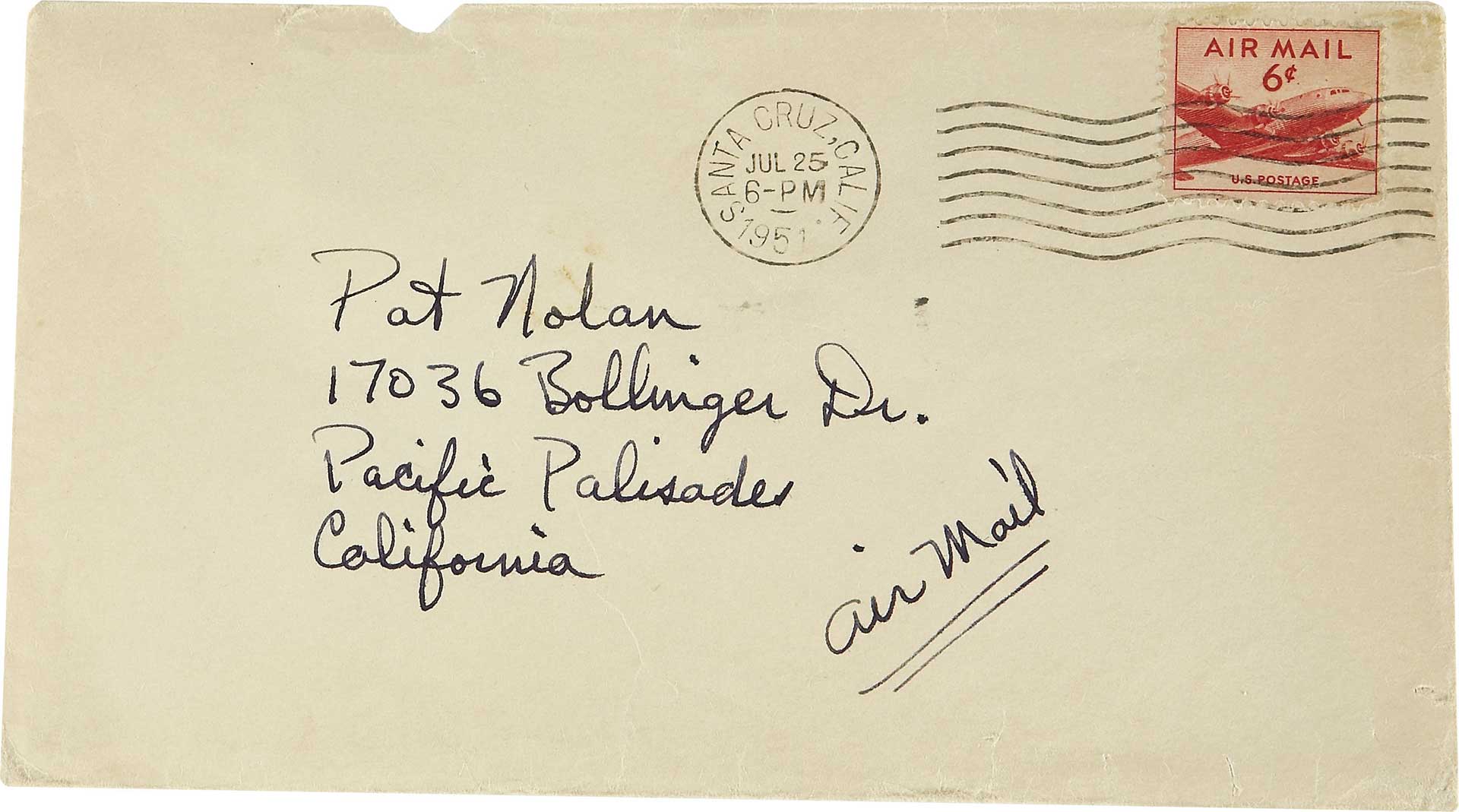 Bobby Driscoll’s Letter to Patricia Nolan – July 25, 1951