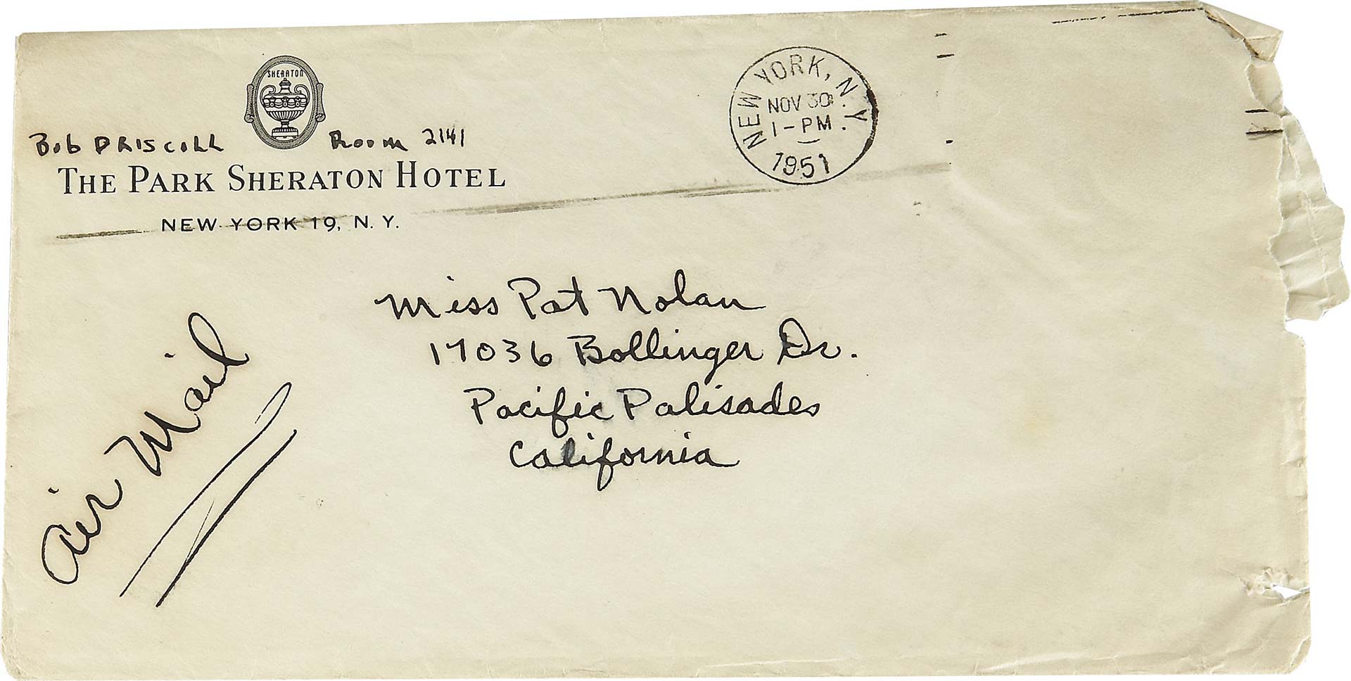 Bobby Driscoll’s Letter to Patricia Nolan – November 30, 1951